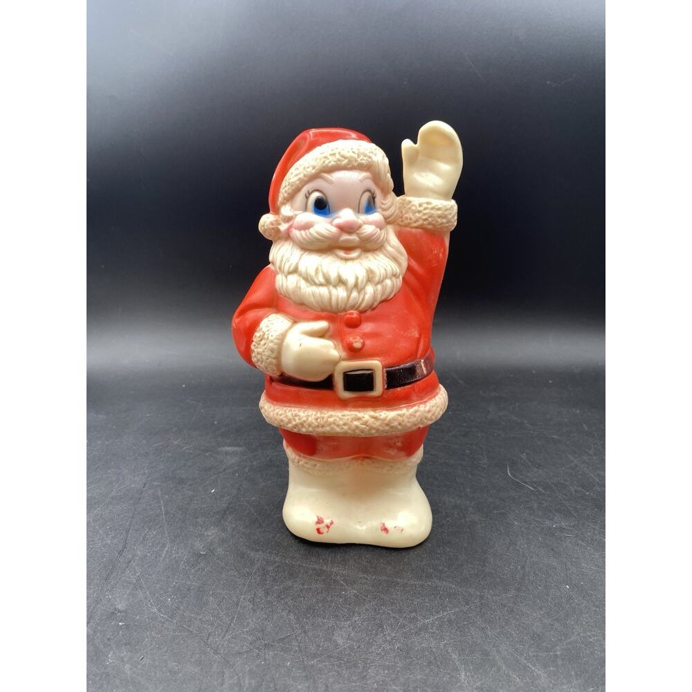 Vintage Waving Santa Claus Rubber Squeak Toy 8" Sanitoy Rubber
